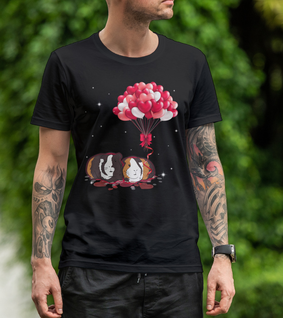 Valentines Day Guinea Pig Heart Balloons T-Shirt