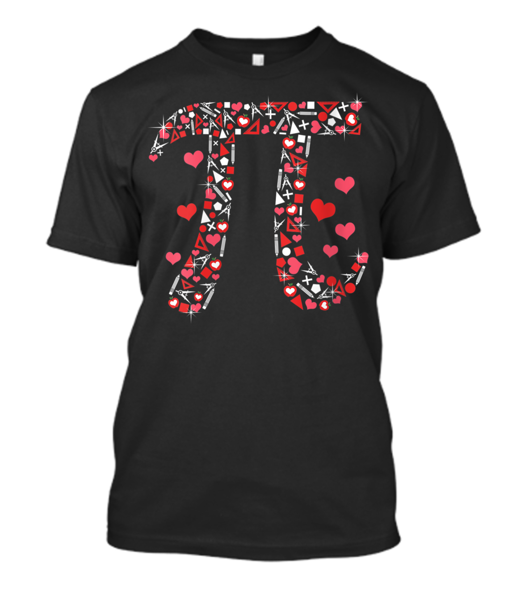 Math Teacher Valentine Pi Symbol Hearts Elements T-Shirt