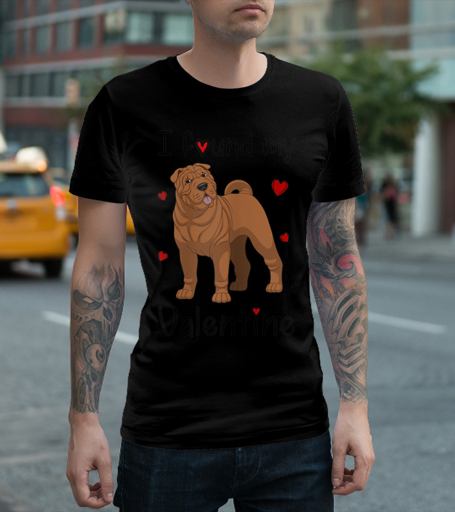 Shar Pei Mom I Found My Valentine With Heart Accents T-Shirt