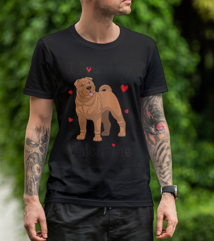 Shar Pei Mom I Found My Valentine With Heart Accents T-Shirt