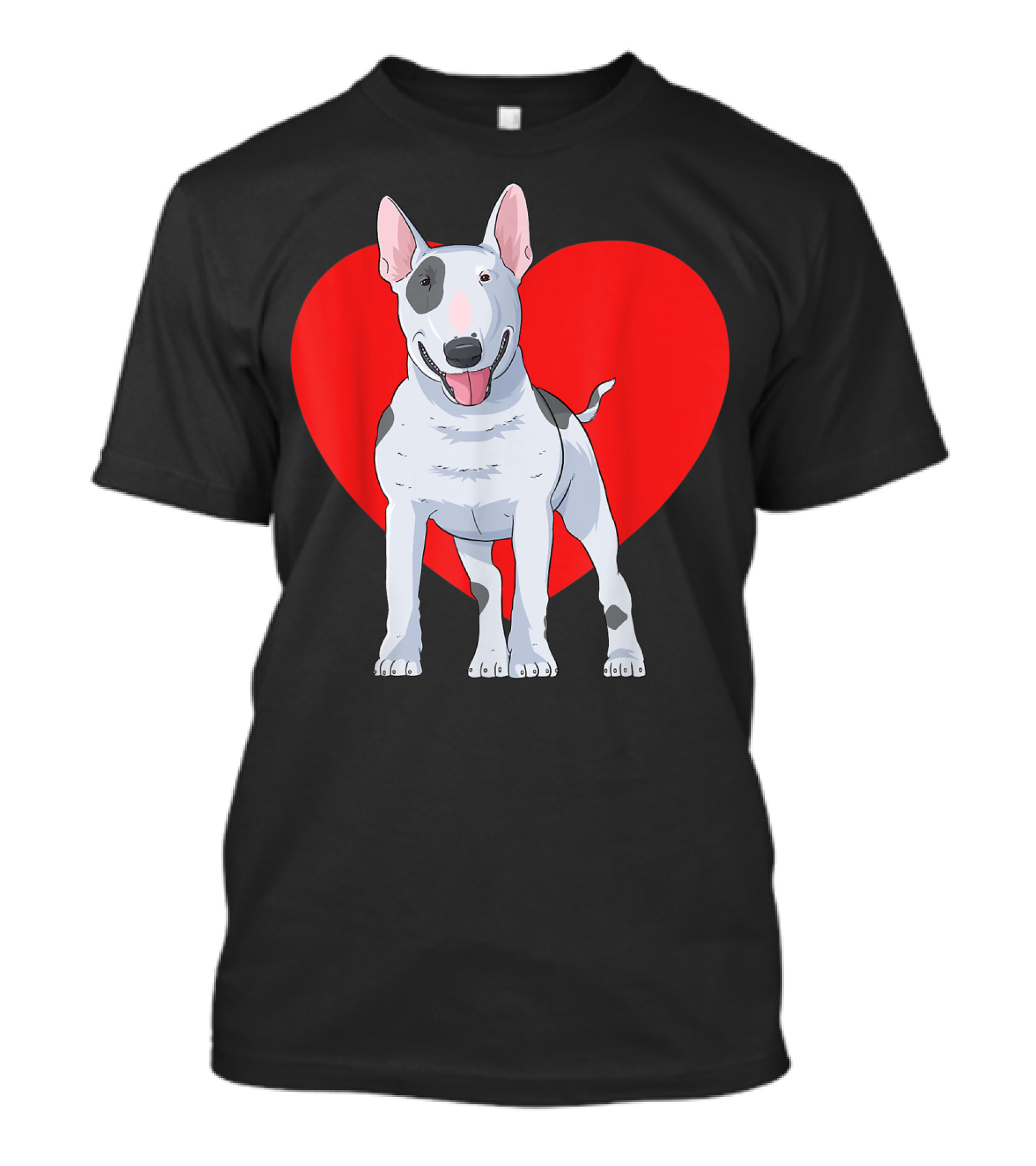 Bull Terrier With Red Heart Valentine Day T-Shirt
