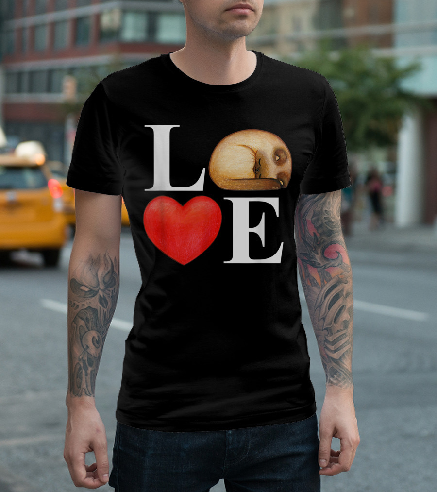 Love Cat Heart Valentine Word Art Happy Valentine Cat T-Shirt