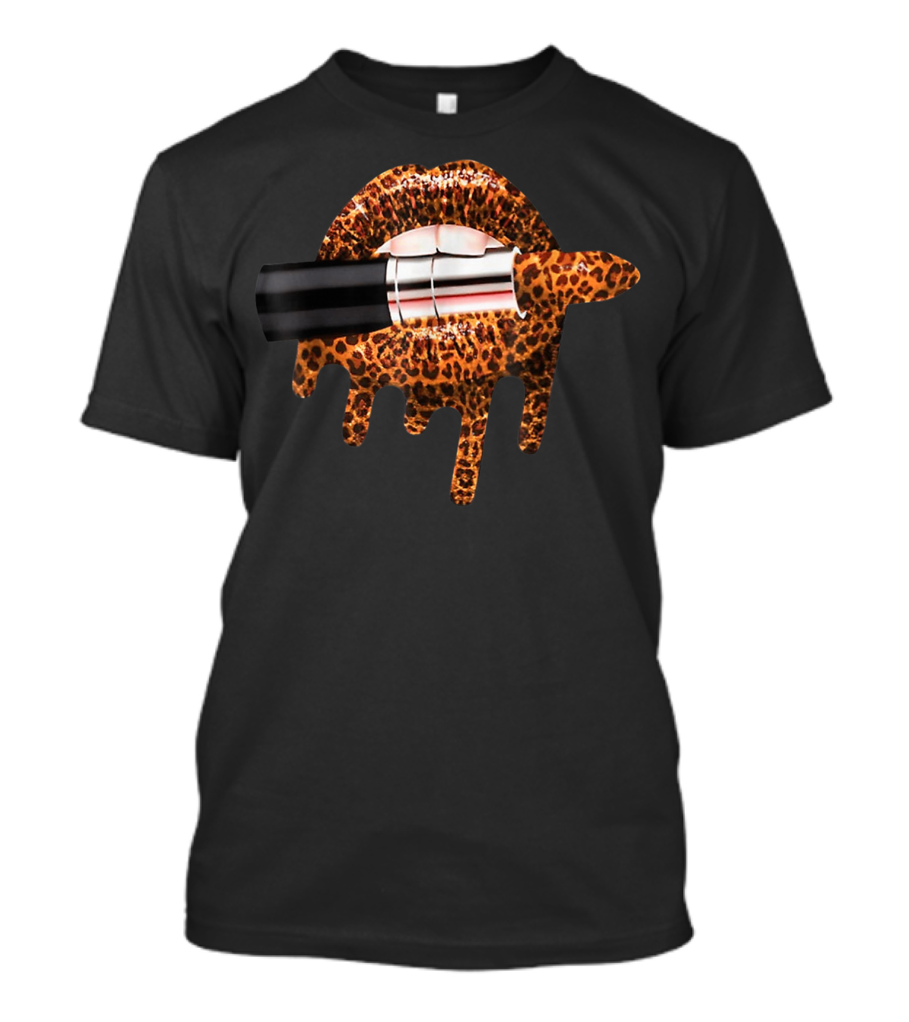 Cute Leopard Print Lips With Lipstick Valentine's Day T-Shirt
