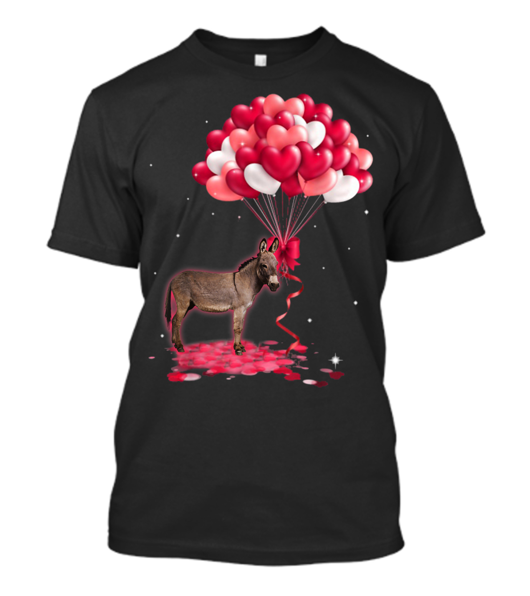 Donkey With Love Hearts Balloons Valentine Romance T-Shirt