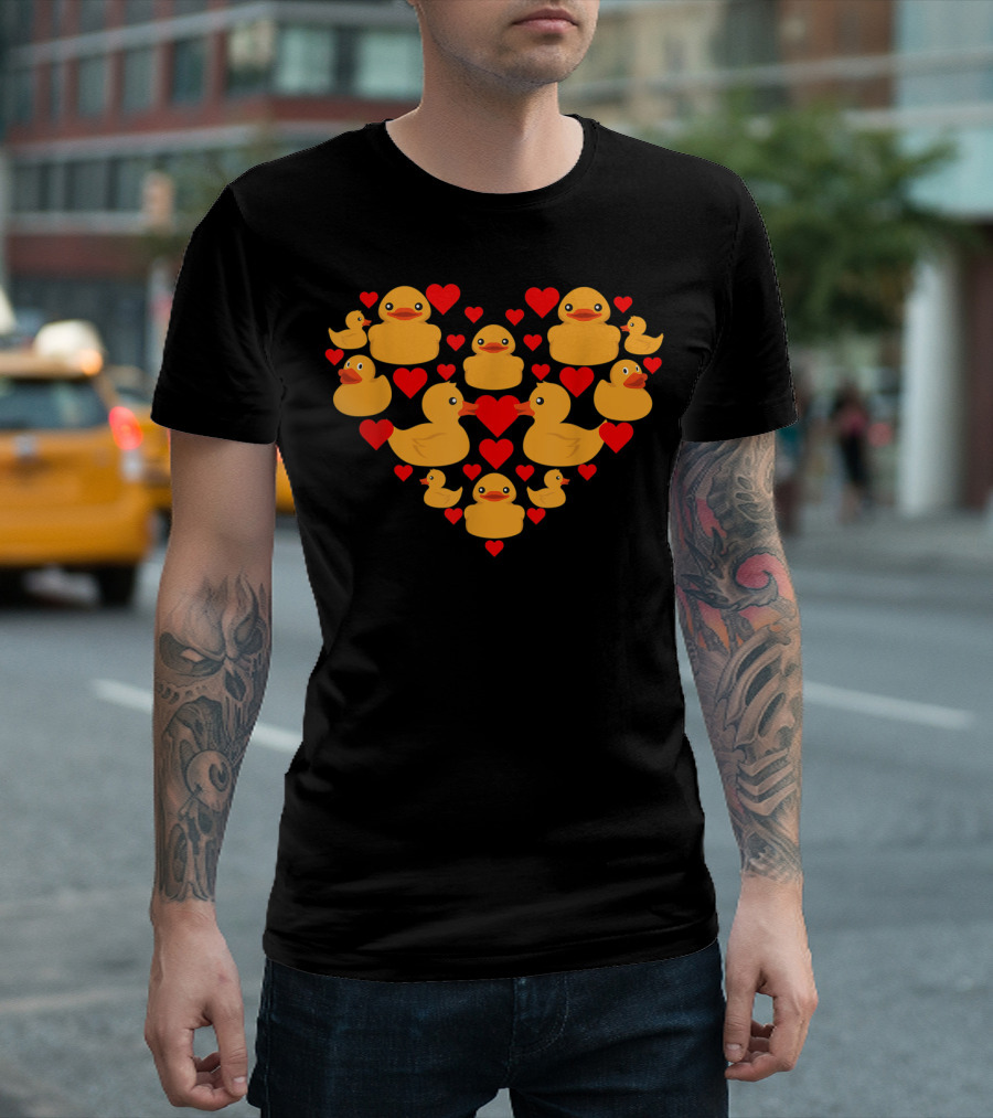 Funny Quack Duckie Rubber Duck Love Heart T-Shirt