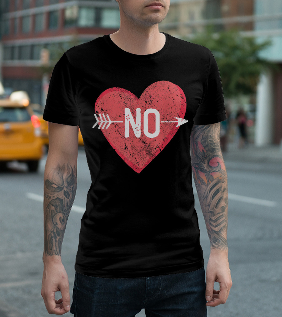 Hard No Pink Candy Heart Anti Valentine Day Arrow T-Shirt