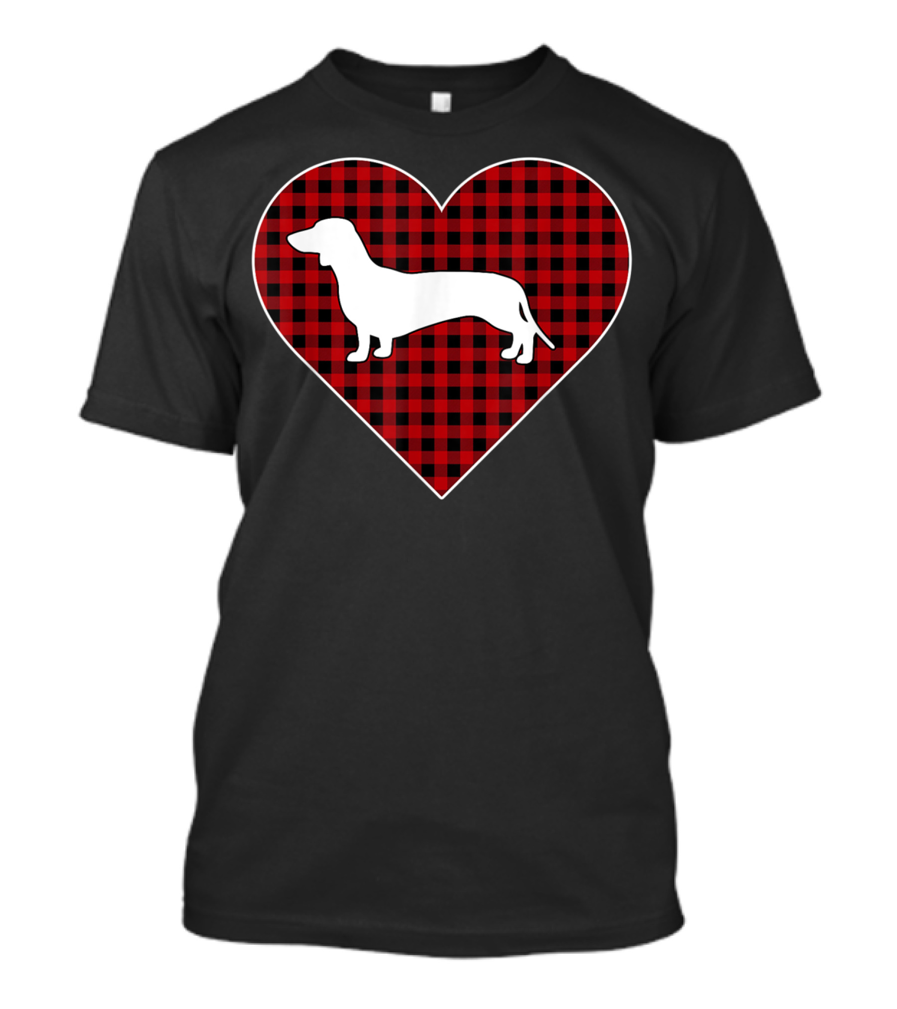 Red Plaid Heart Dachshund Valentine T-Shirt