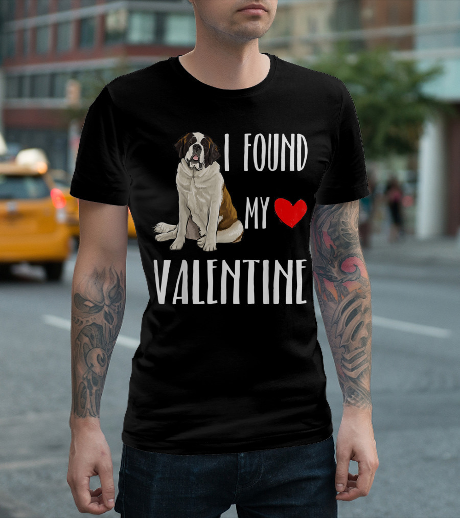 I Found My Heart Valentine St Bernard T-Shirt