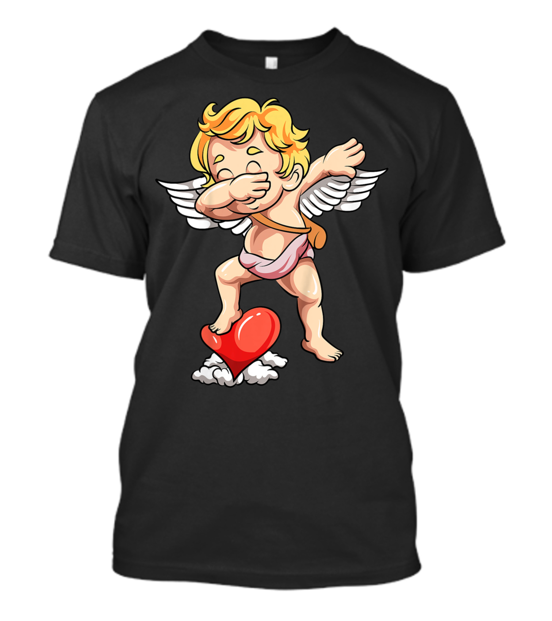 Kids Valentines Day Cupid Dabbing On Heart T-Shirt