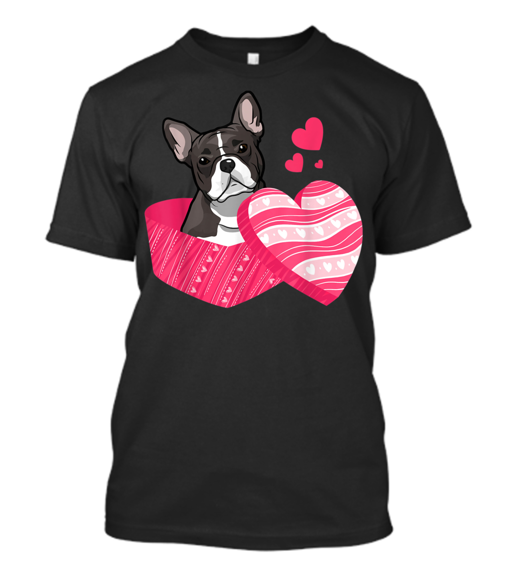Love Boston Terrier Valentine Day Heart Gift T-Shirt