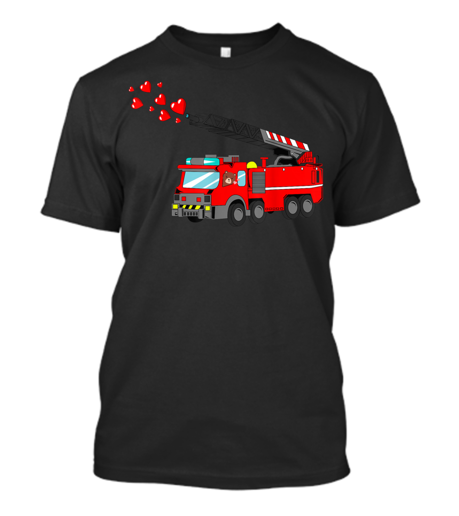 Valentine Firetruck With Hearts And Loads Of Love T-Shirt
