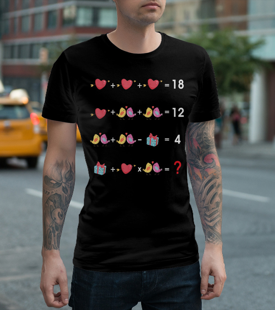 Order of Operations Valentine Math Puzzle with Hearts and Gifts Quiz T-Shirt