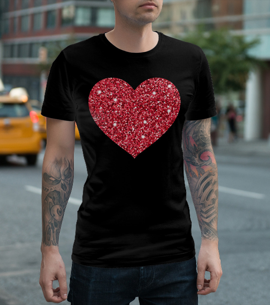 Red Sparkling Valentine Heart T-Shirt
