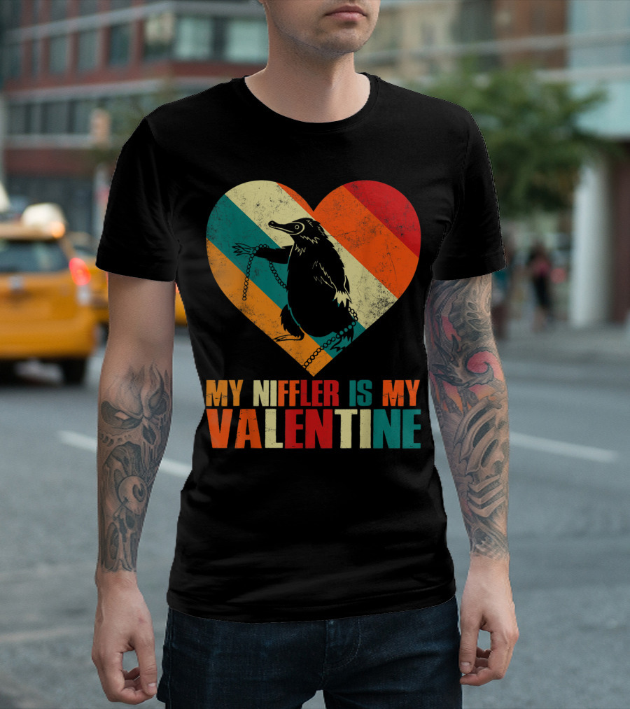 My Niffler Is My Valentine Vintage Heart T-Shirt