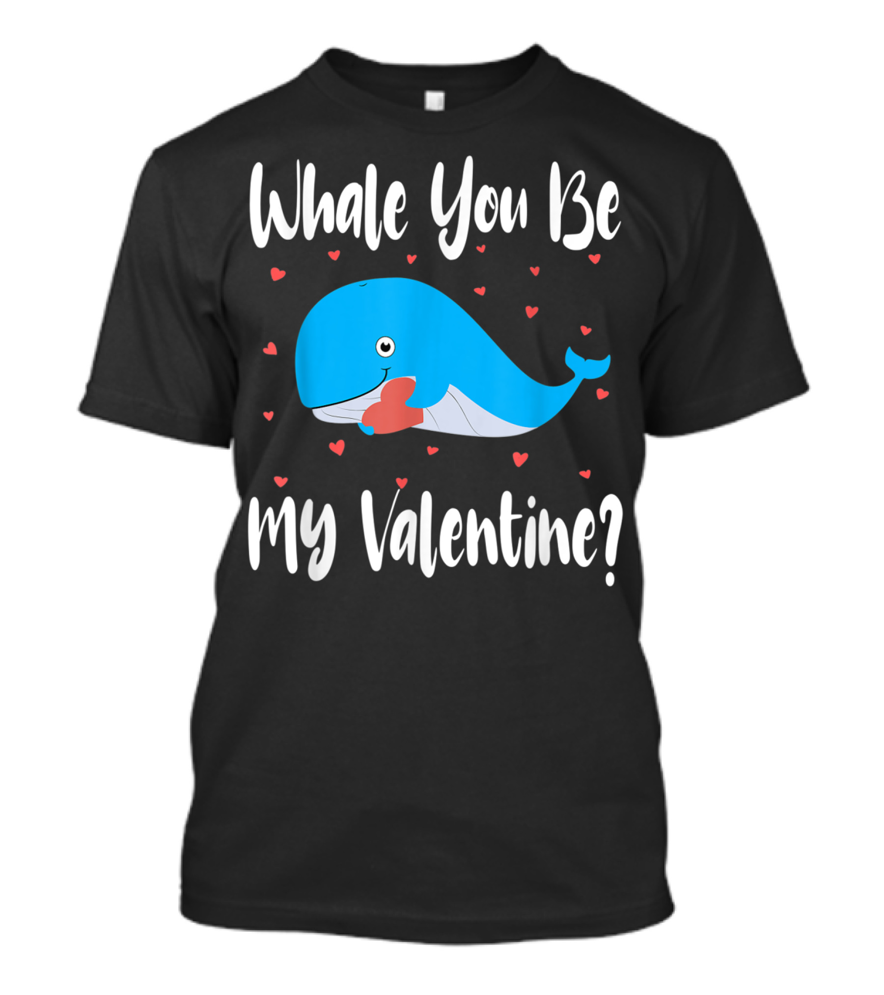 Whale You Be My Valentine Funny Valentines Cute Whale With Hearts T-Shirt