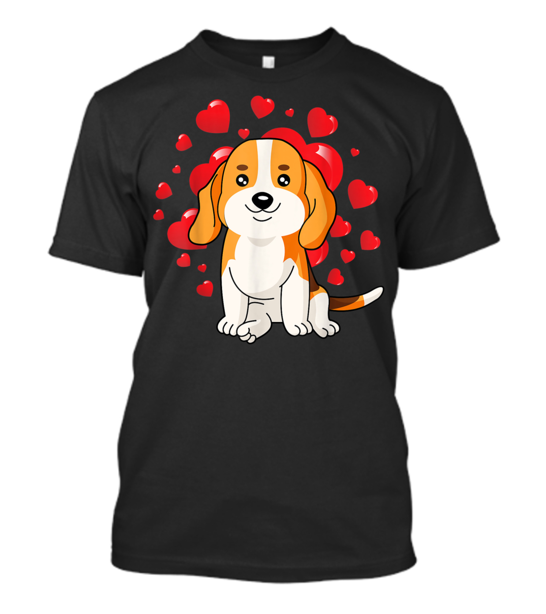 Cute Beagle Dog Valentines Day Love Heart Surrounded By Red Hearts T-Shirt