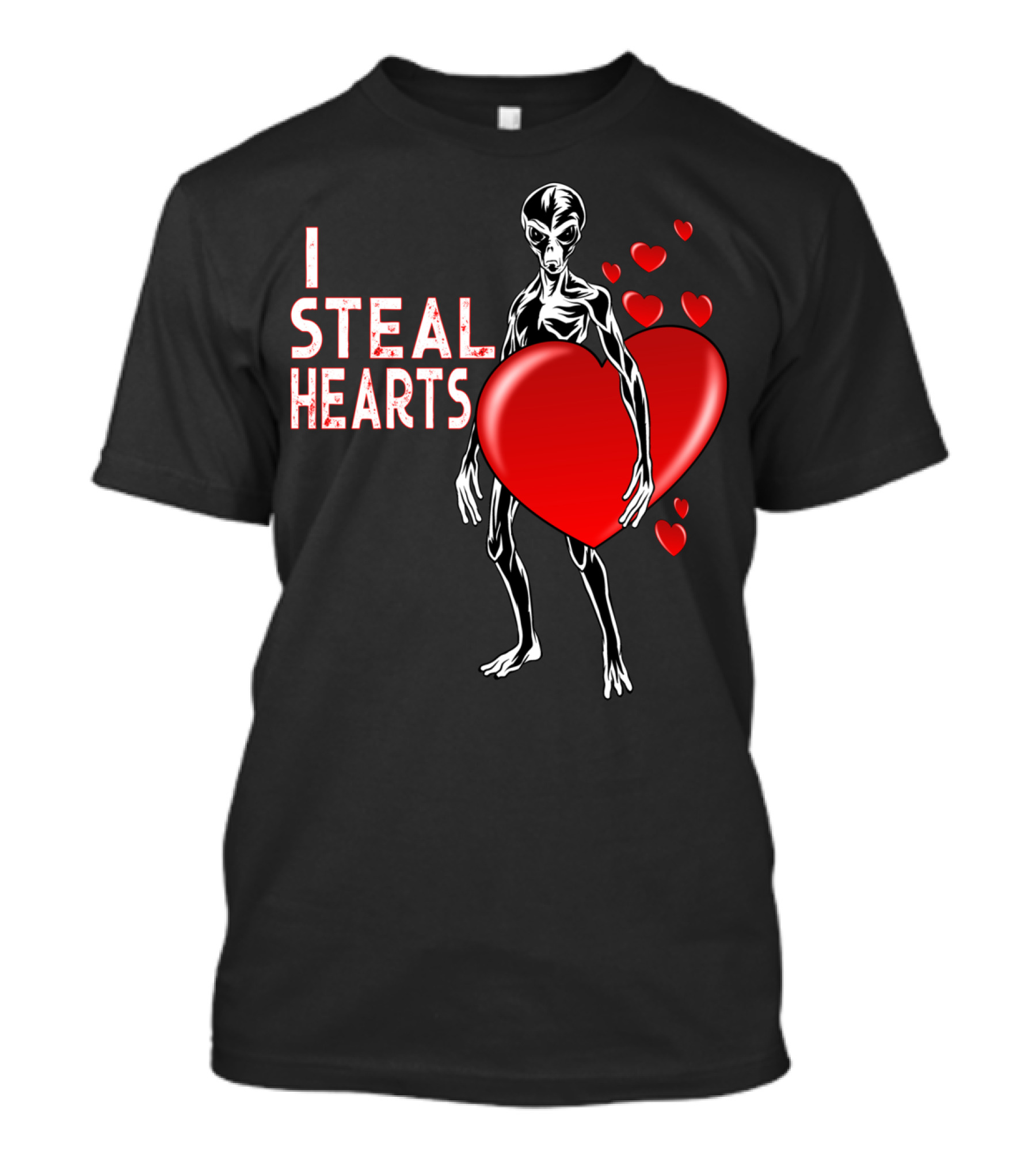 I Steal Hearts Alien Funny Valentine With Hearts T-Shirt