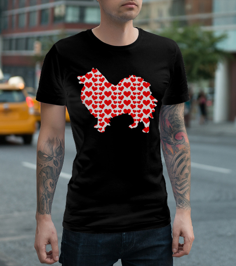 Keeshond Dog Hearts Valentine Pet Love T-Shirt