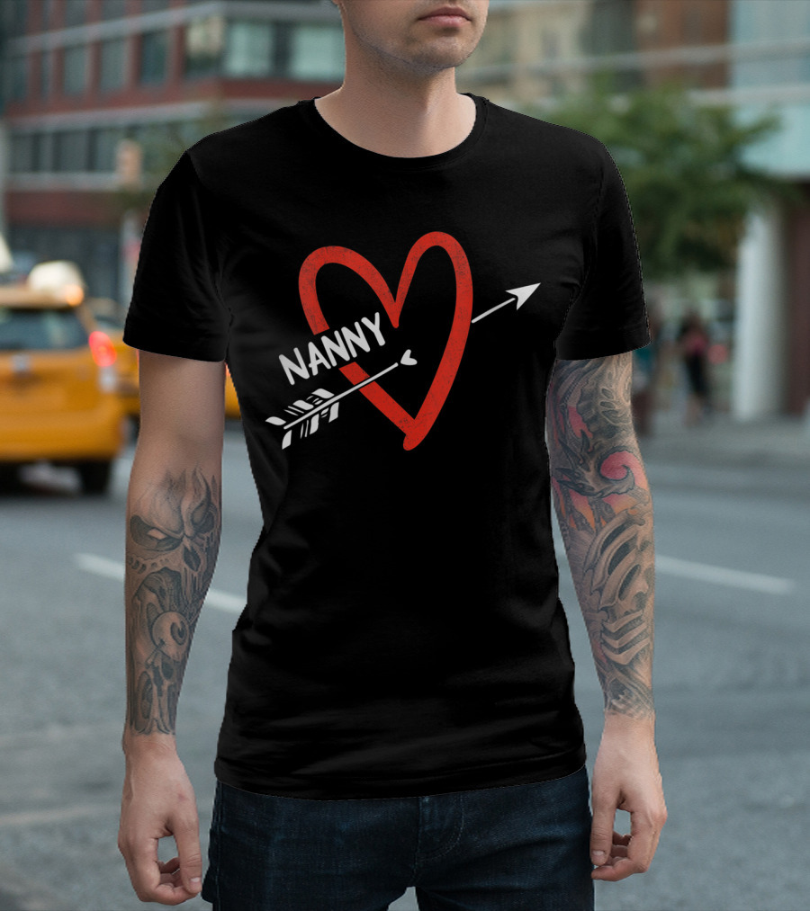 Nanny Love Heart Arrow Valentine Day T-Shirt