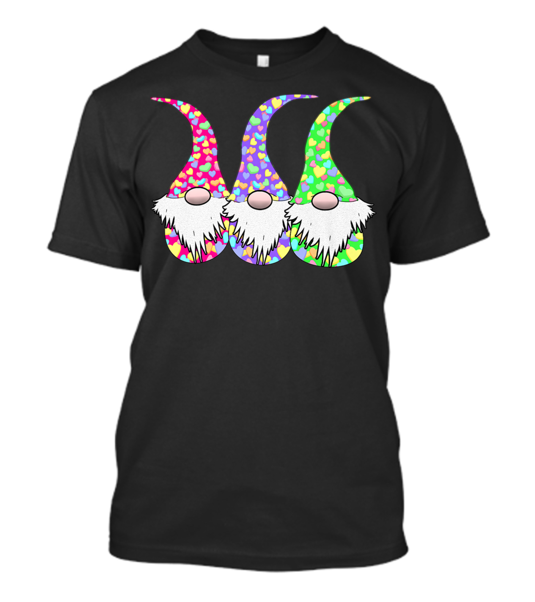 Valentine Gnomes Cute Elves Colorful Hearts Love T-Shirt