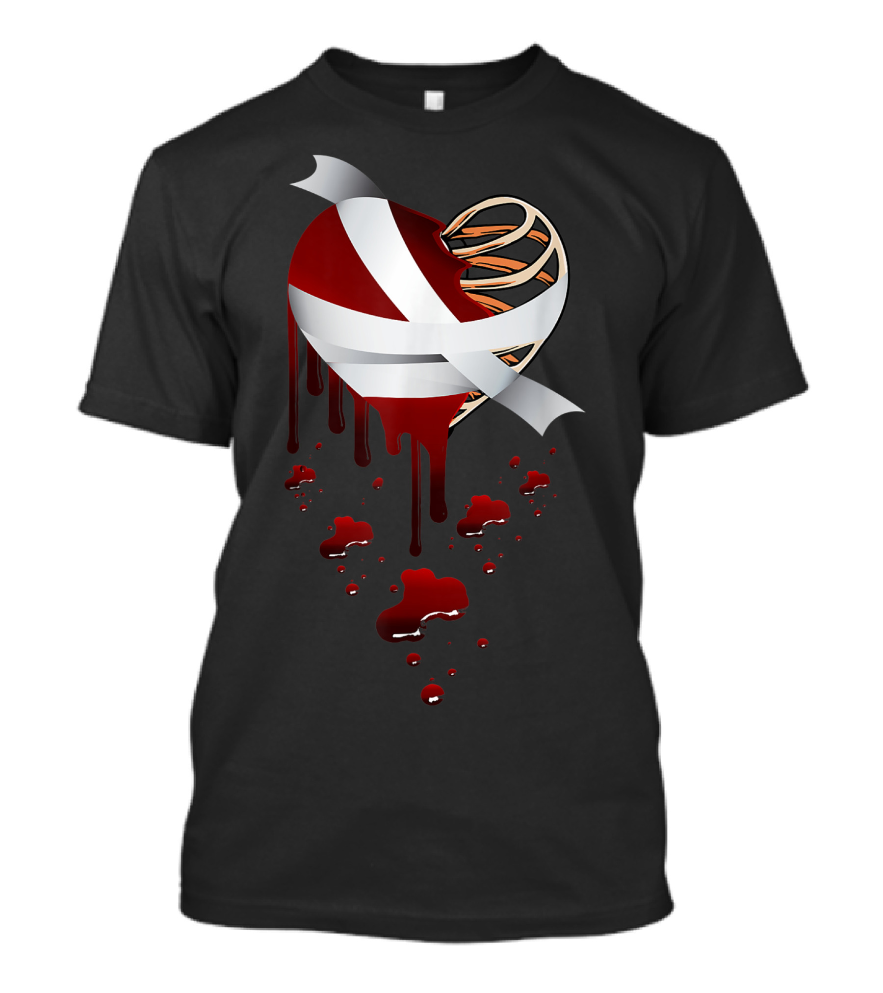 Crazy Love Hurt Broken Heart Pain Dripping Skeleton Ribs T-Shirt