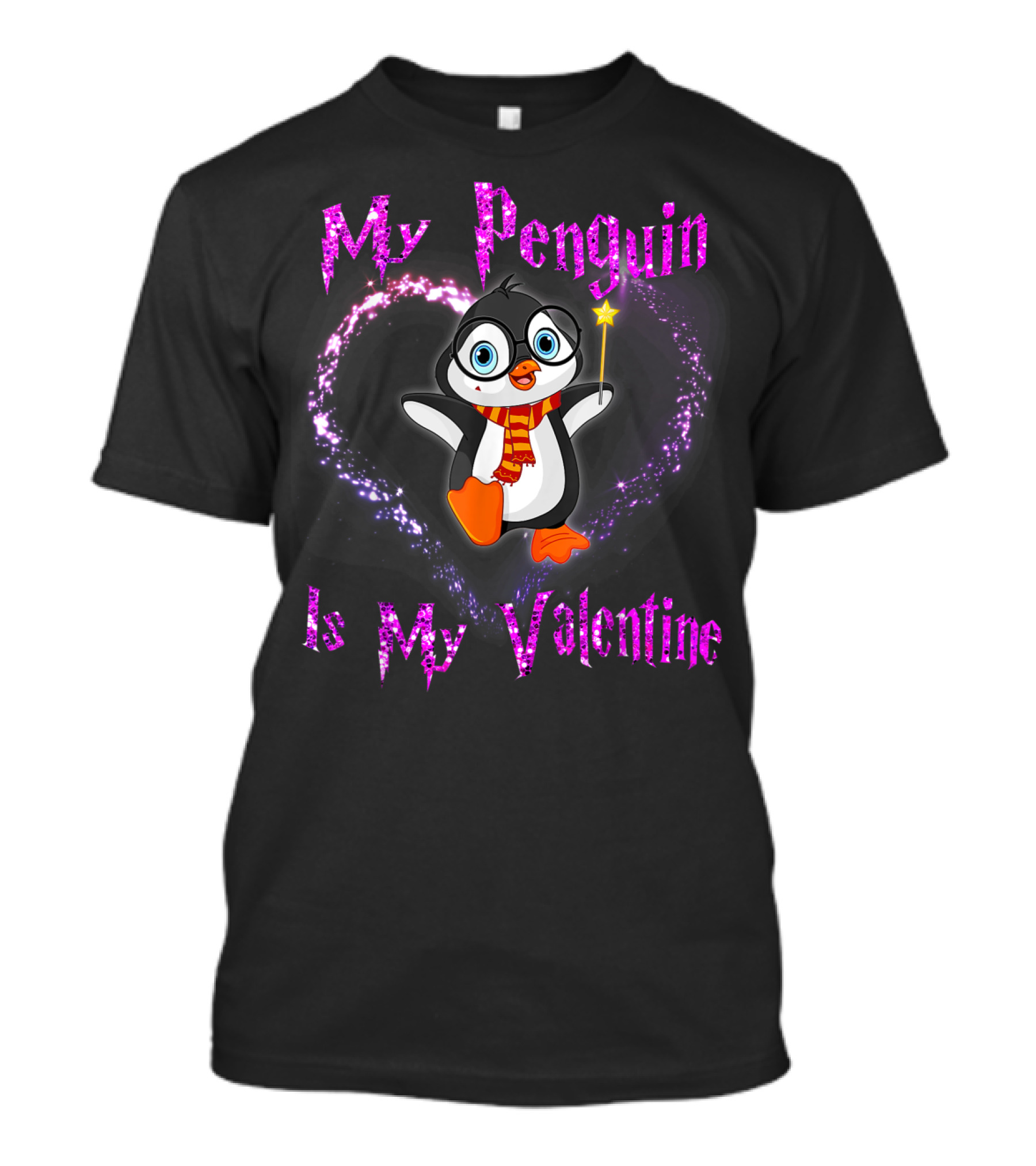 My Penguin Is My Valentine Magical Heart Wand Scarf T-Shirt