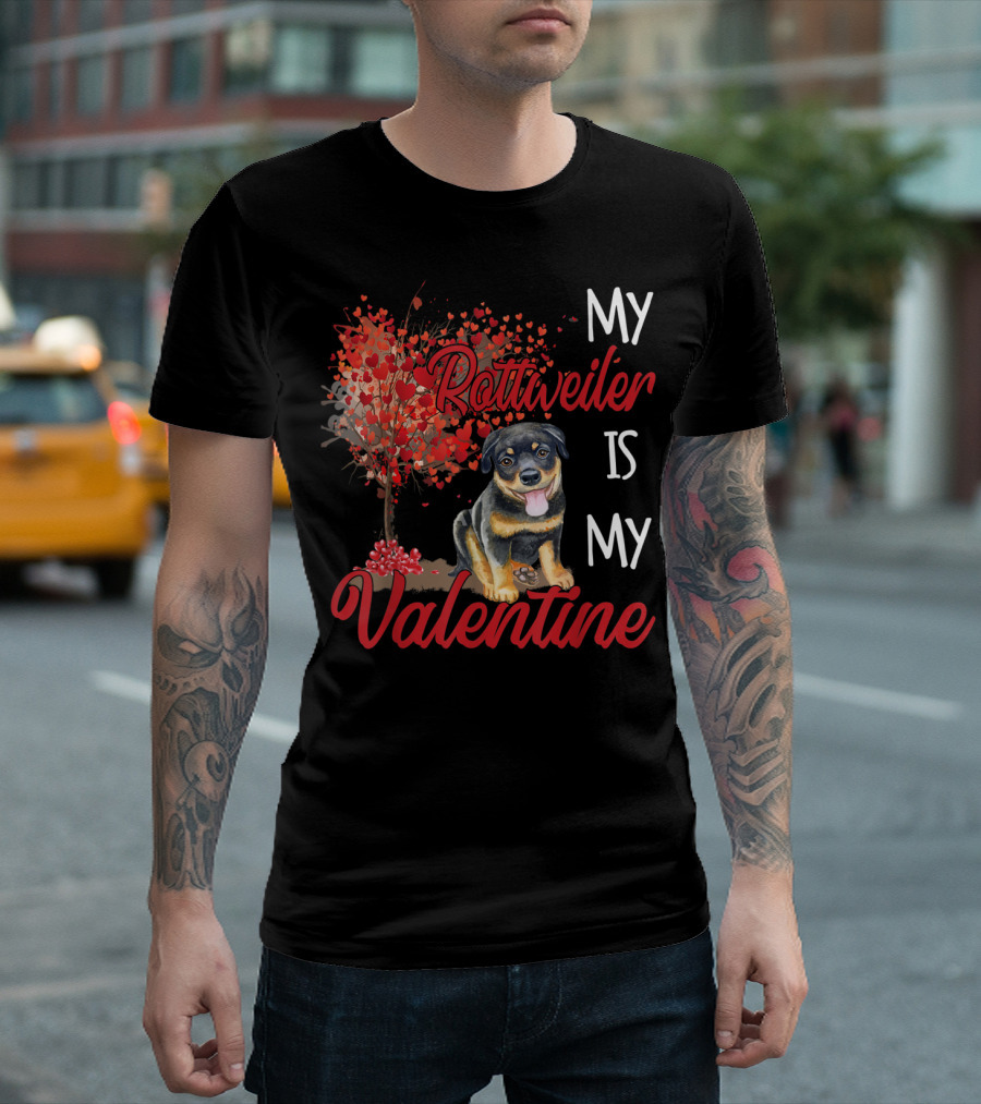My Rottweiler Is My Valentine Valentine Hearts And Rottweiler T-Shirt