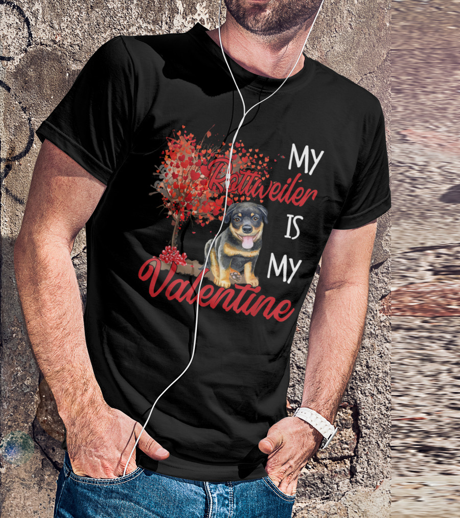 My Rottweiler Is My Valentine Valentine Hearts And Rottweiler T-Shirt
