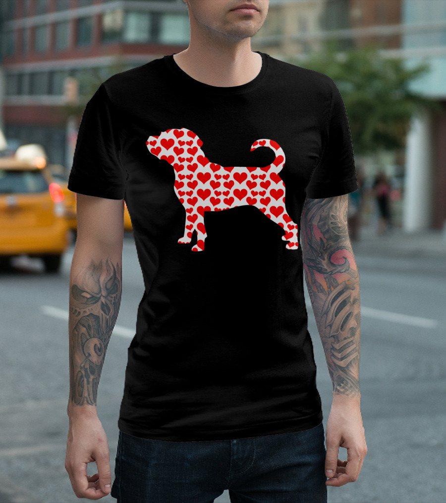 Puggle Dog Red Hearts Valentine Pet Love T-Shirt