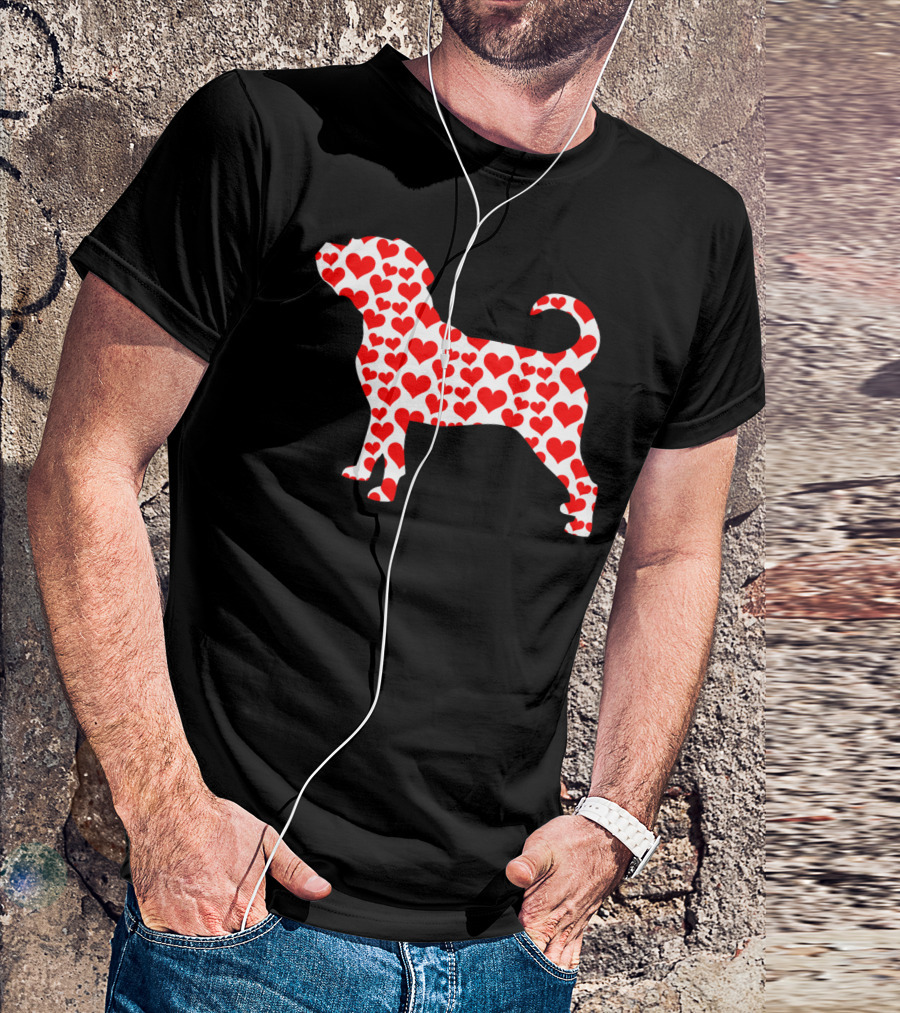 Puggle Dog Red Hearts Valentine Pet Love T-Shirt