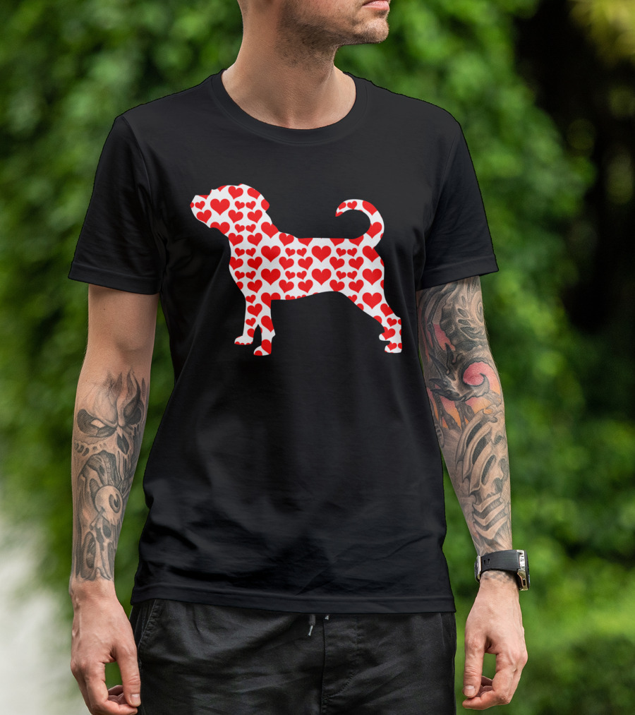 Puggle Dog Red Hearts Valentine Pet Love T-Shirt