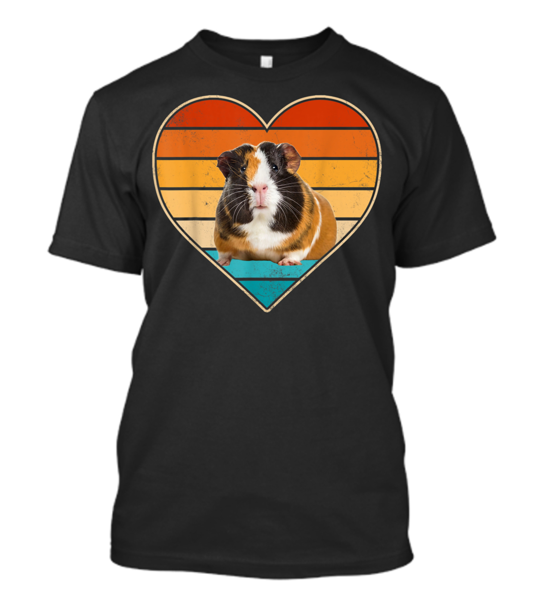 Vintage Guinea Pig Lover Heart Retro Stripes T-Shirt