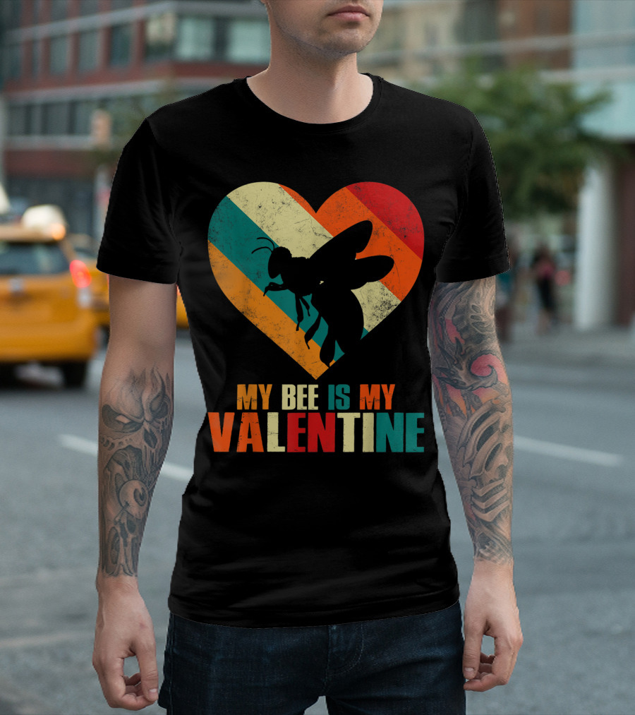 My Bee Is My Valentine Vintage Heart T-Shirt