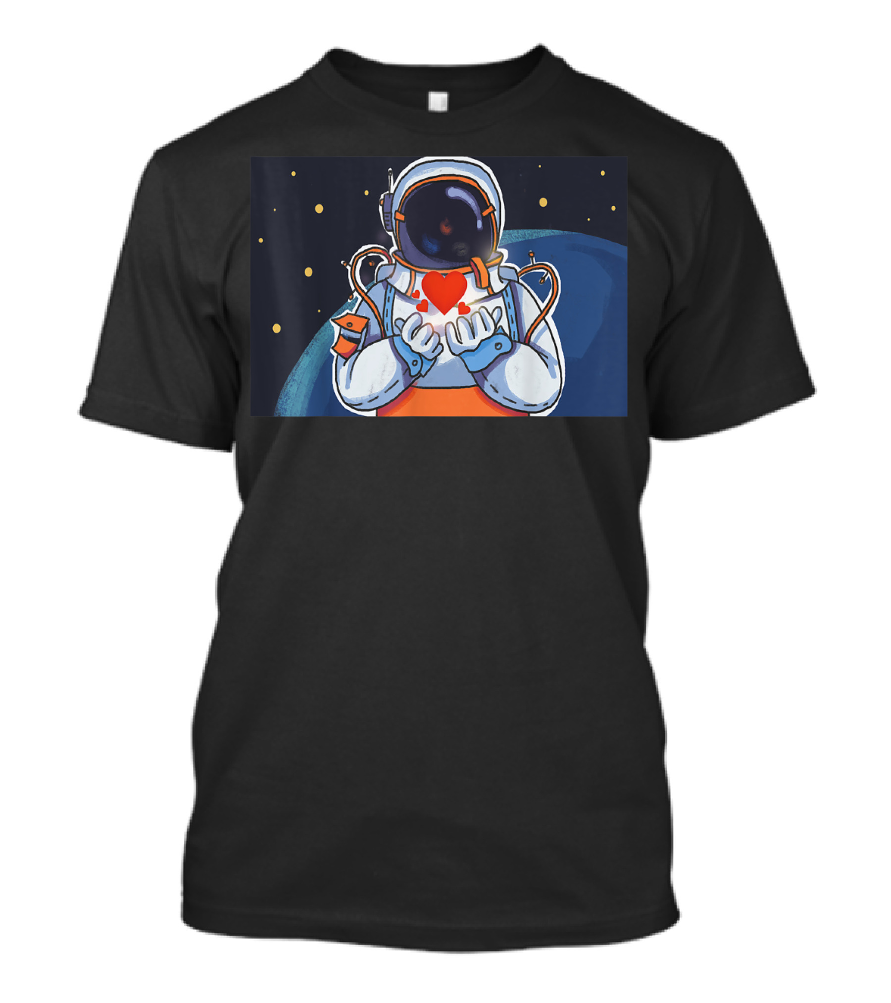 Astronaut Holding Red Heart With Stars Valentine's Day Space Shuttle T-Shirt