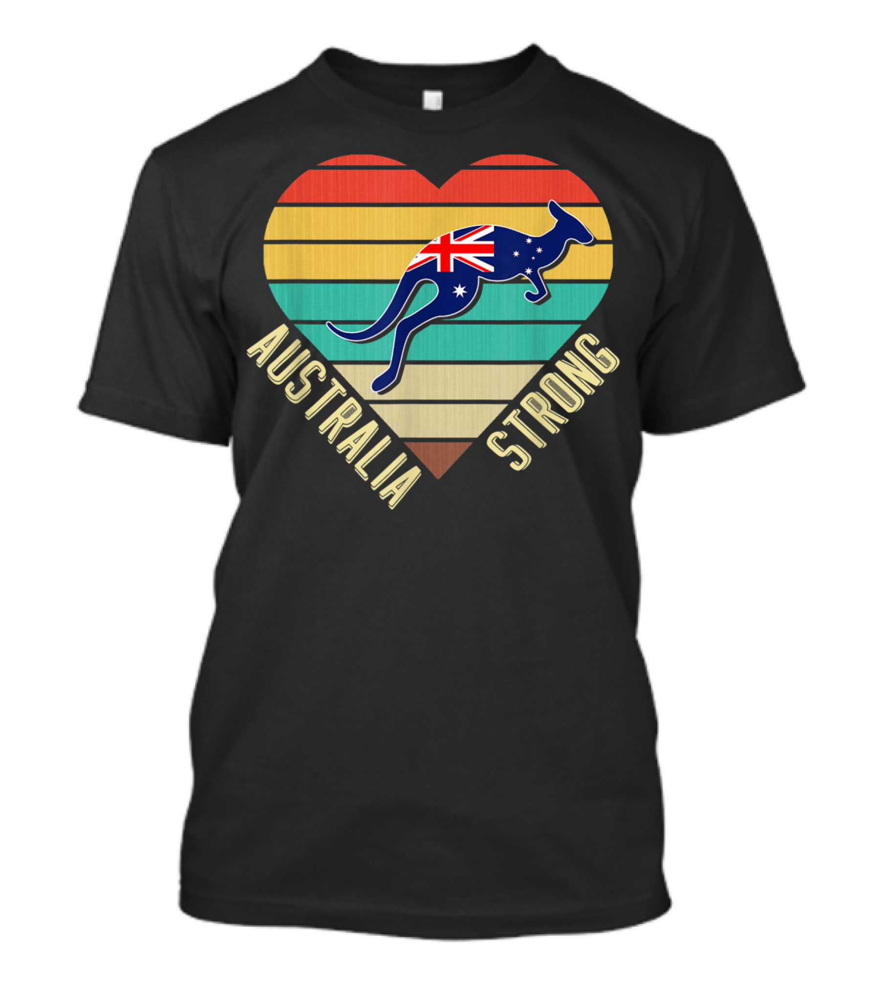 Australia Strong Kangaroo Heart Flag Retro T-Shirt