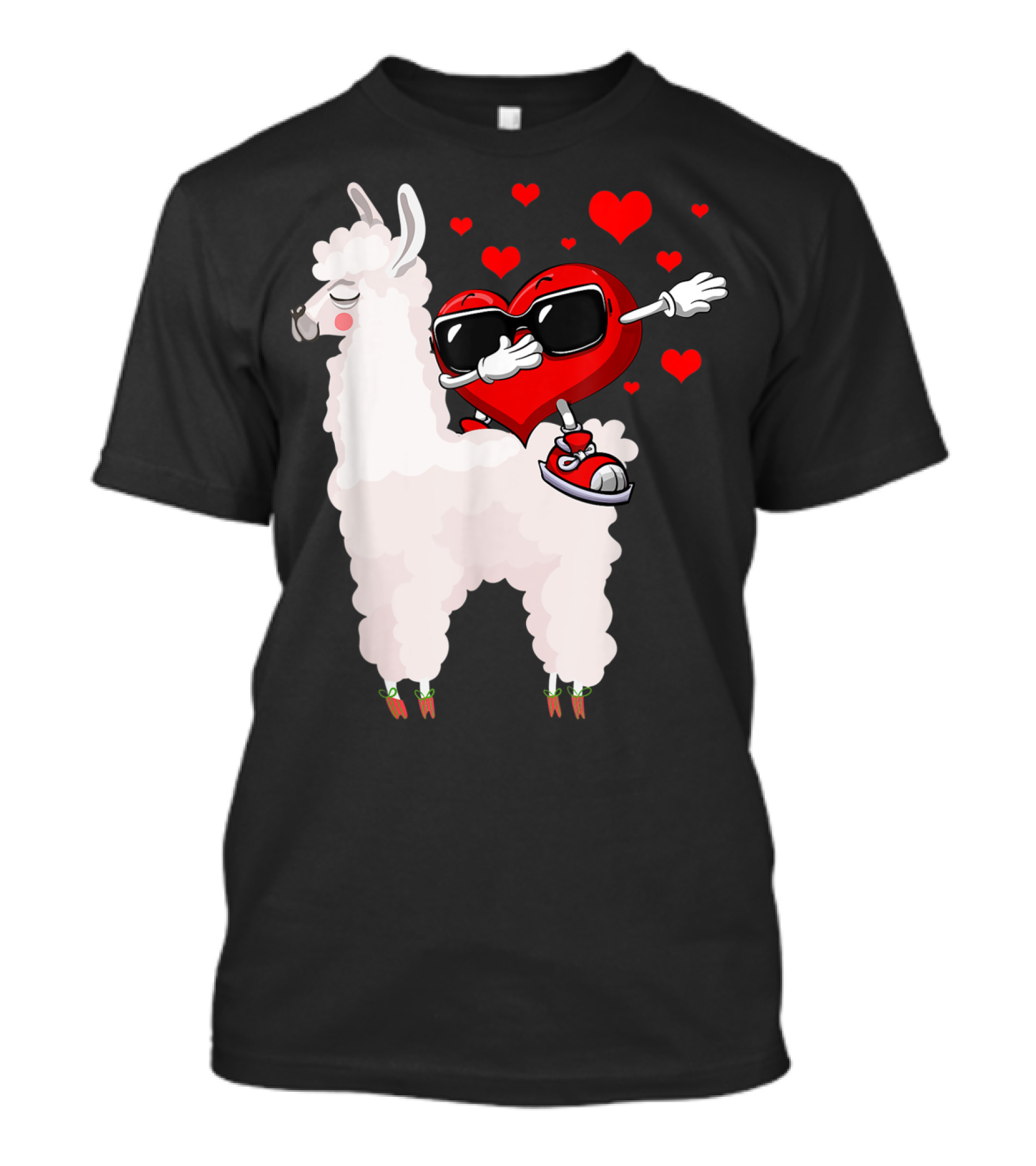 Heart Dabbing On Llama With Hearts Valentine Fun T-Shirt
