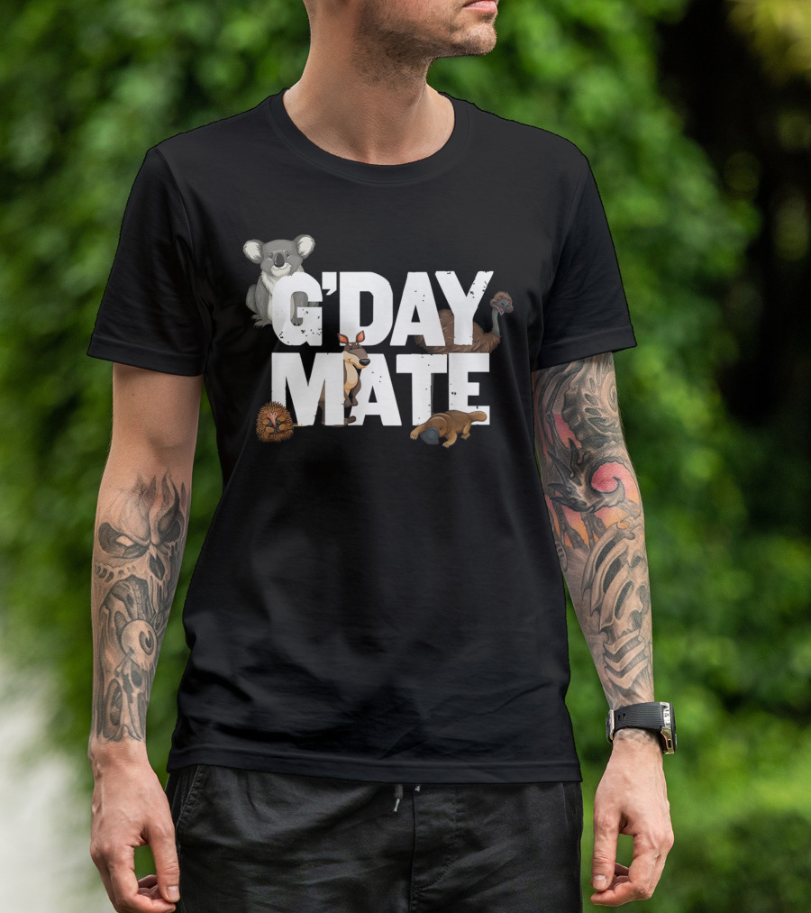 G'day Mate Funny Australia Kangaroo Koala Emu Echidna Platypus T-Shirt