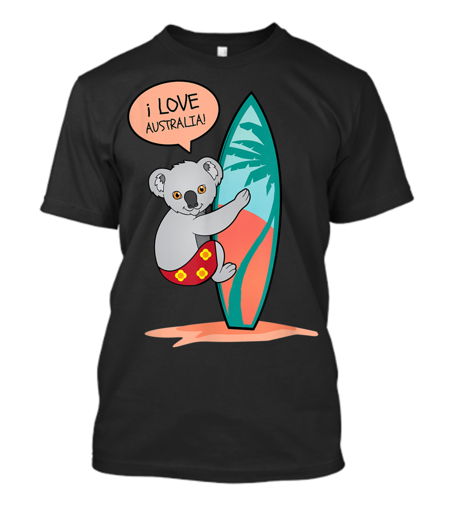 I Love Australia Koala Surfing With Aus Down Under Charm T-Shirt