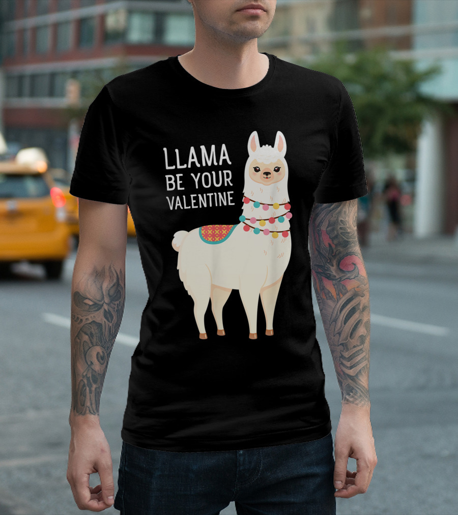 LLama Be Your Valentine Llama with Colorful Saddle and Festive Necklaces T-Shirt