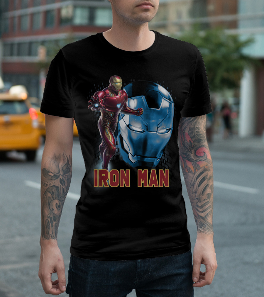 Iron Man Avengers Endgame Red and Blue Armor Side Profile T-Shirt