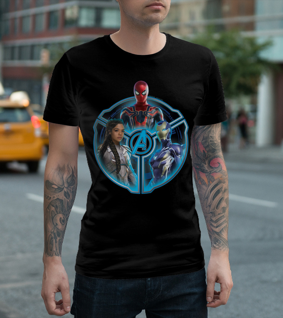 Avengers Endgame Spider-Man Valkyrie Rescue Tech Circle T-Shirt