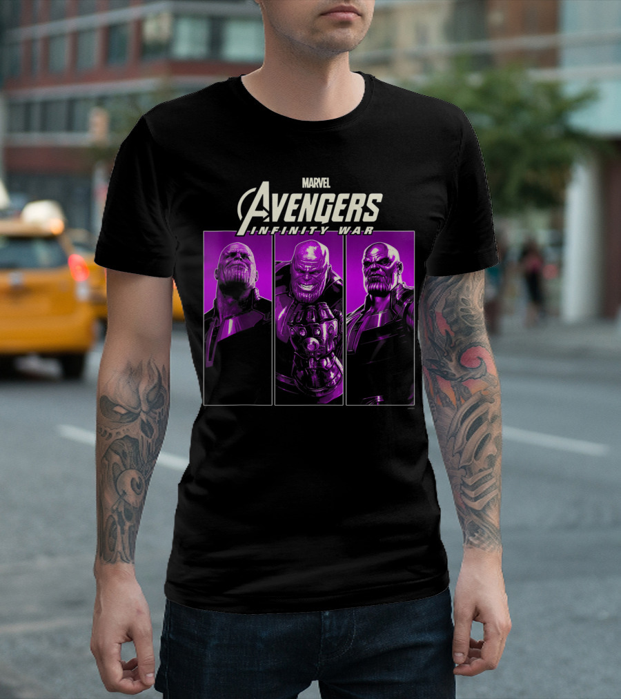 Marvel Avengers Infinity War Thanos Purple Panel Trio T-Shirt