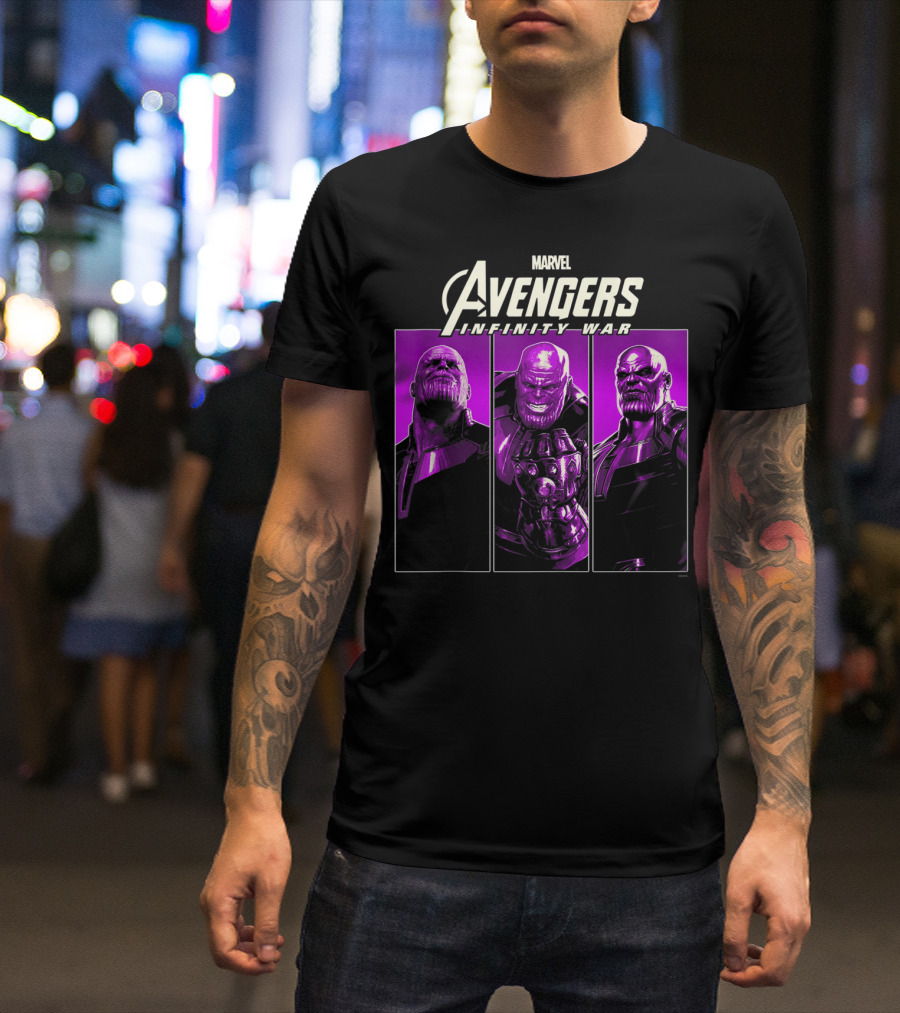 Marvel Avengers Infinity War Thanos Purple Panel Trio T-Shirt