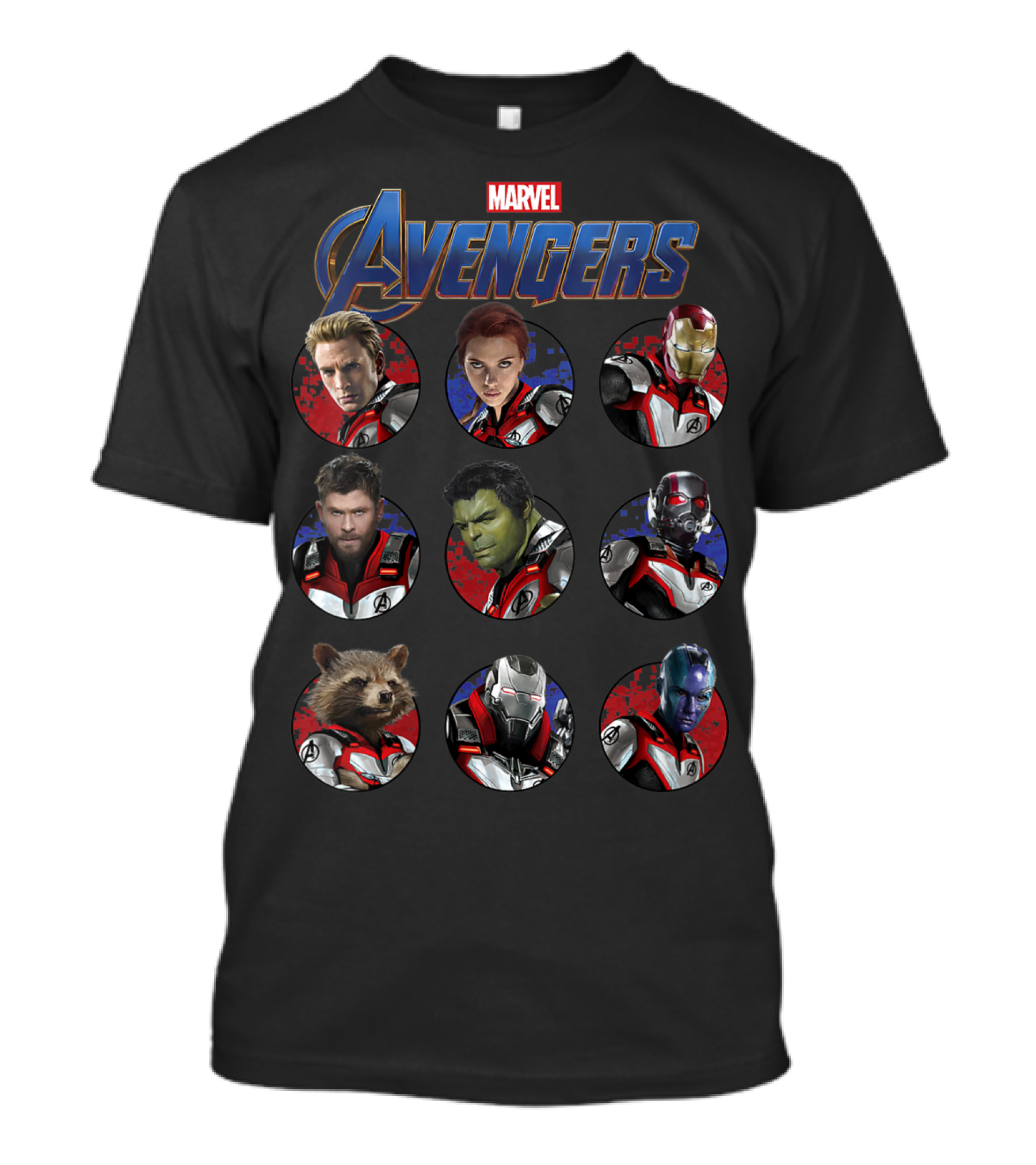 Marvel Avengers Endgame Captain America Black Widow Iron Man Thor Hulk Ant-Man Rocket War Machine Nebula T-Shirt