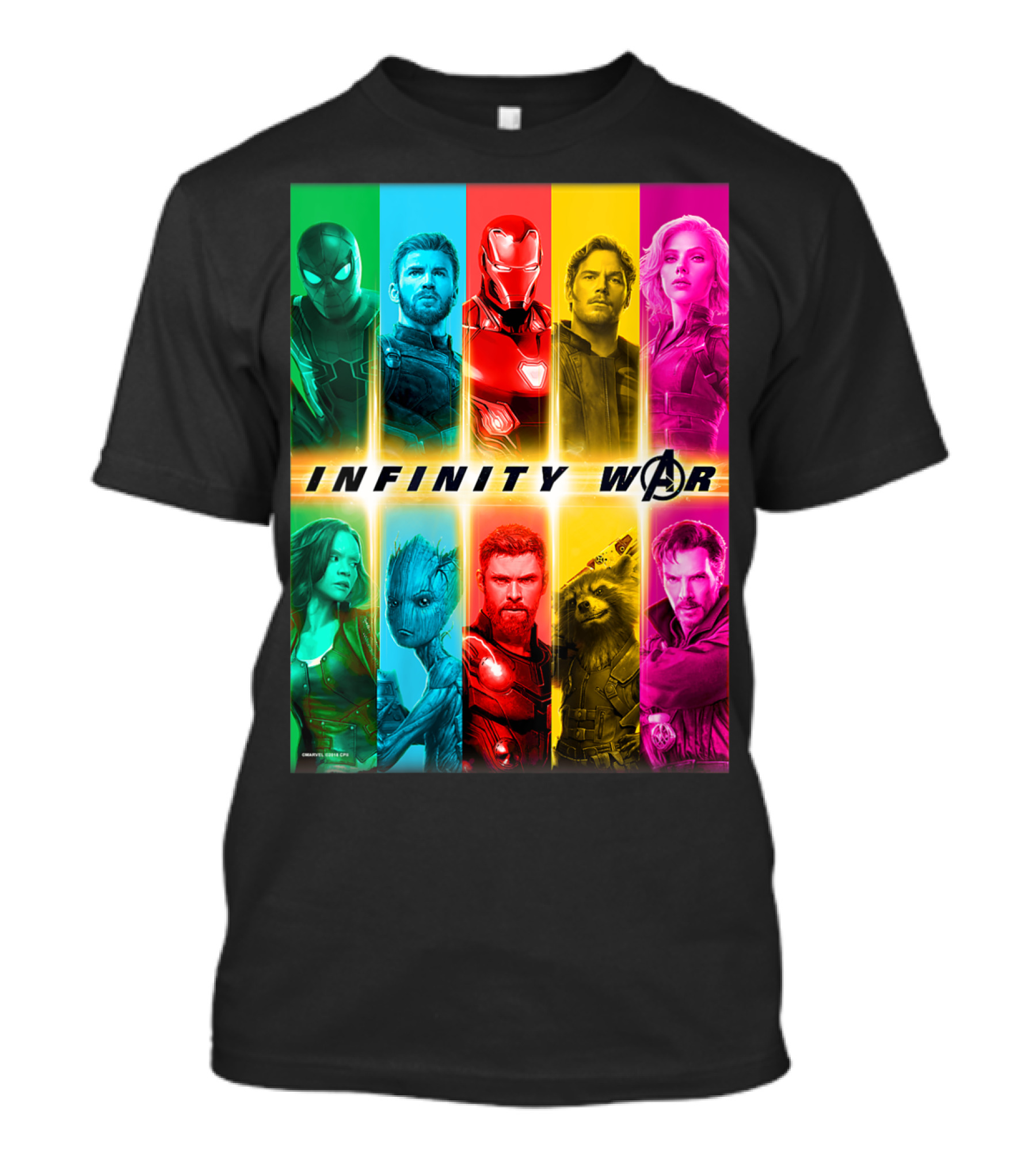 Marvel Infinity War Avengers Characters Colorful Stripes T-Shirt