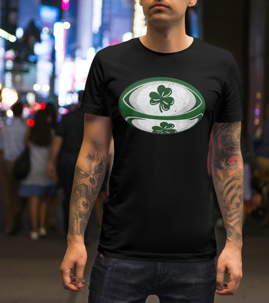 Funny St Patricks Day Shamrock Rugby Lover Ball T-Shirt