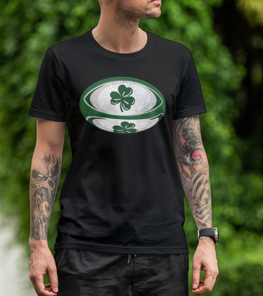 Funny St Patricks Day Shamrock Rugby Lover Ball T-Shirt