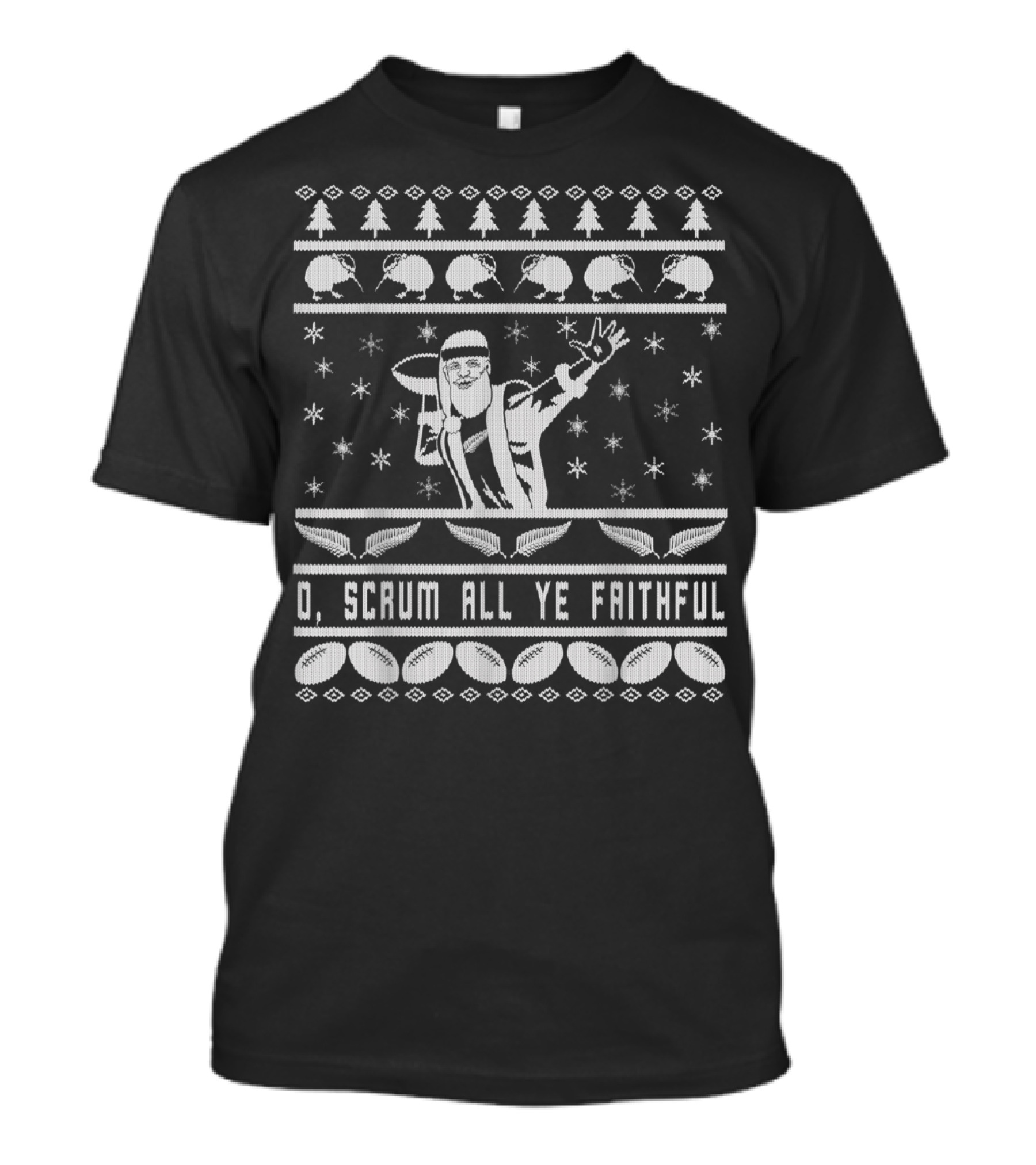 O Scrum All Ye Faithful New Zealand Rugby Christmas T-Shirt