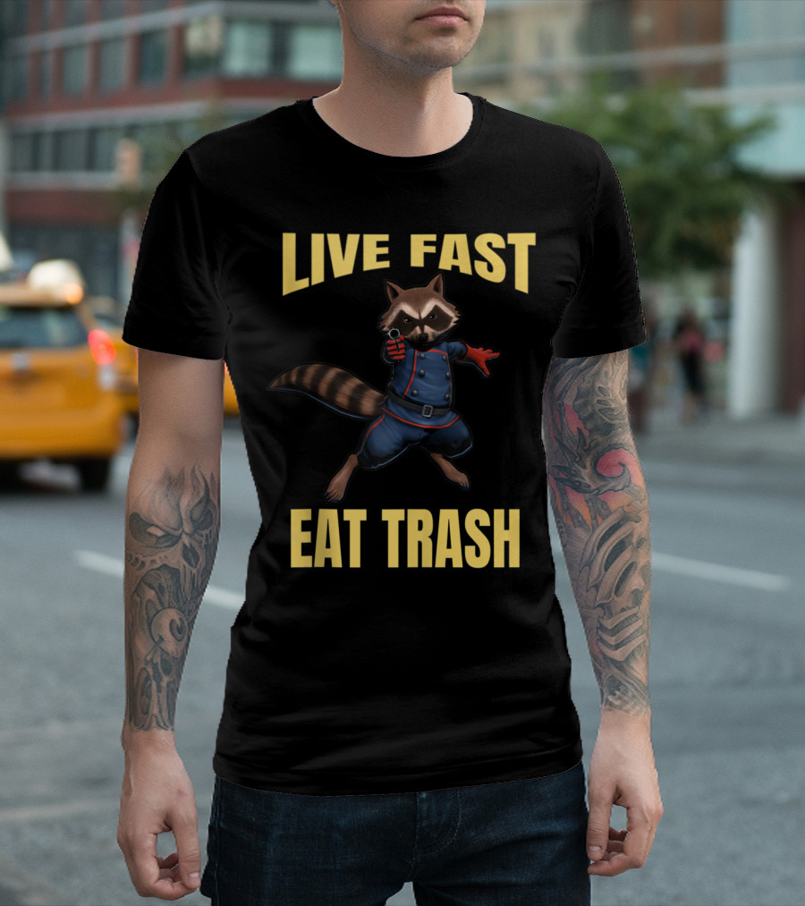 Live Fast Eat Trash Funny Raccoon T-Shirt