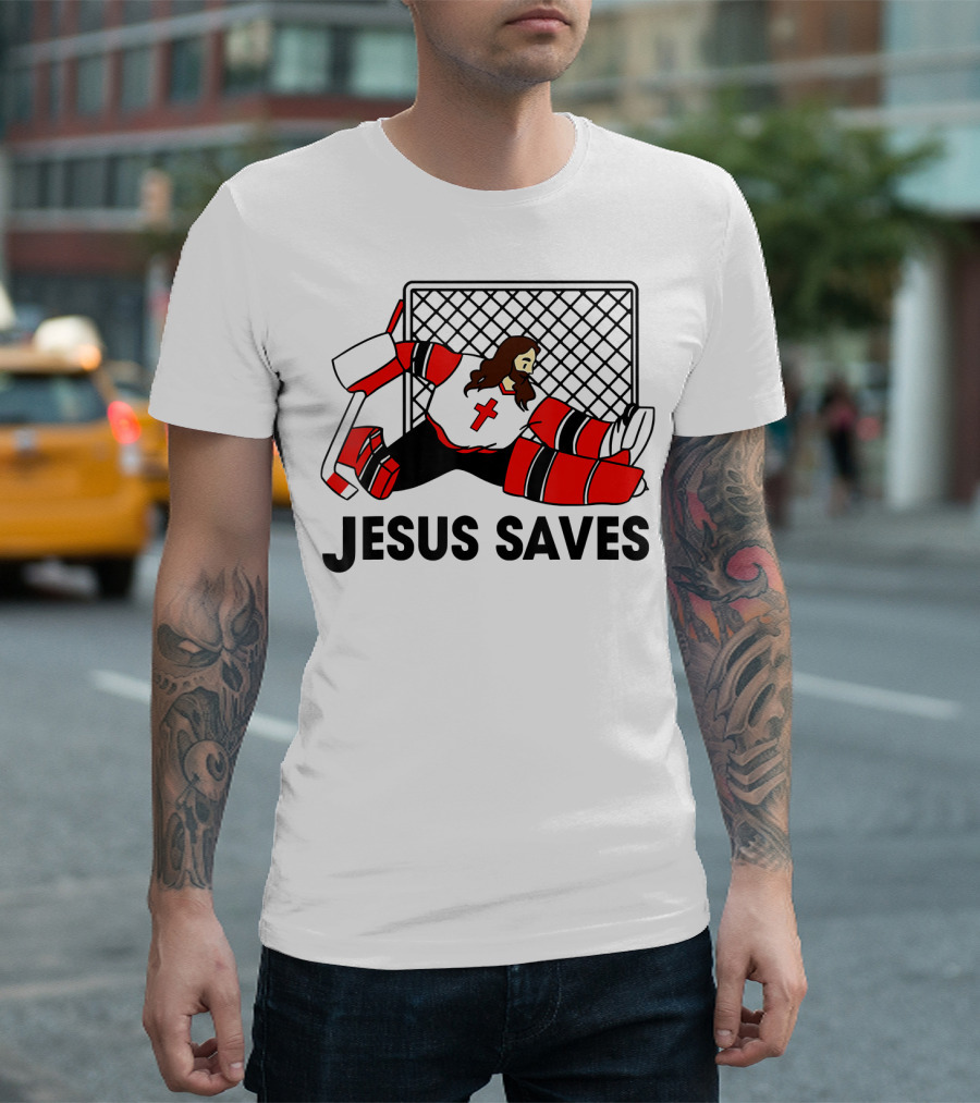 Jesus Saves Hockey Christian Humorous T-Shirt